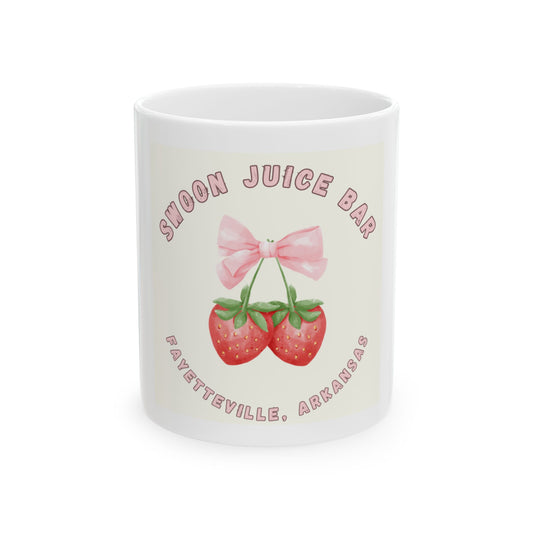Swoon Juice Bar Strawberry Ceramic Mug - Cute Coffee Cup for Smoothie Lovers