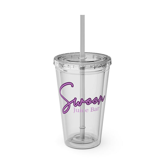 Sunsplash 16oz Clear Tumbler with Straw - Perfect for Juice Lovers