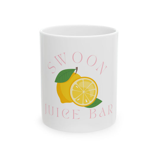 Swoon Juice Bar Ceramic Mug - Fun Lemon Design for Refreshing Sips