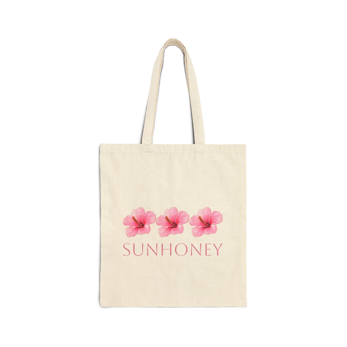 Sunhoney Floral Cotton Canvas Tote Bag - Eco-Friendly Shopping & Beach Carryall