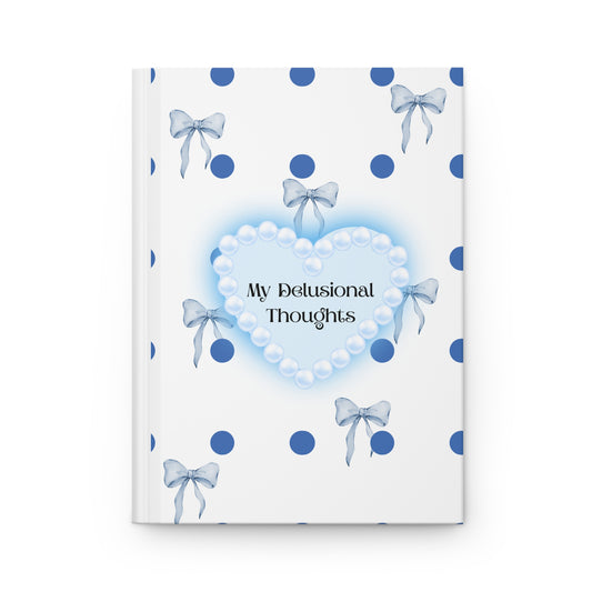 My Delusional Thoughts Hardcover Journal - Polka Dot Design with Heart & Bows