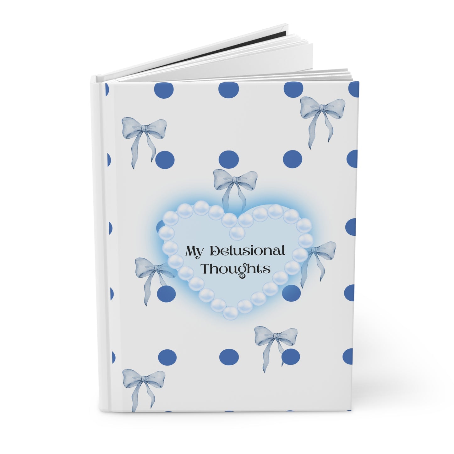 My Delusional Thoughts Hardcover Journal - Polka Dot Design with Heart & Bows
