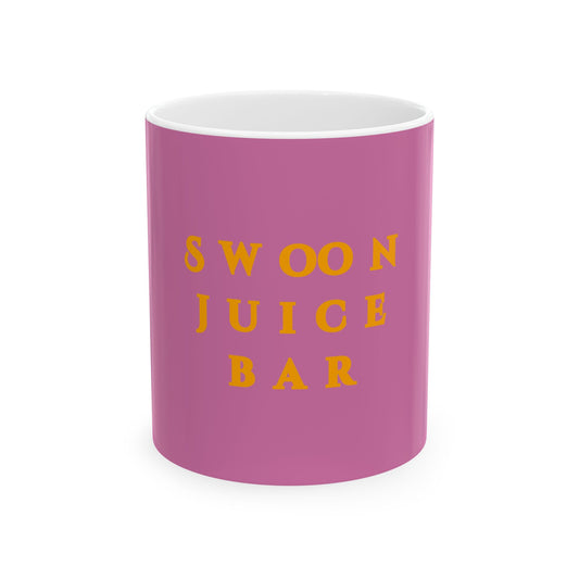Swoon Juice Bar Ceramic Mug - Fun Pink Coffee Cup for Health Lovers